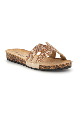 Ciabatte beige con brillantini Fun beach 18103