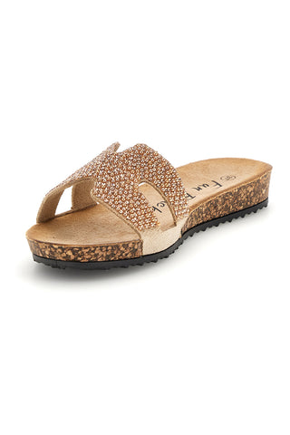 Ciabatte beige con brillantini Fun beach 18103