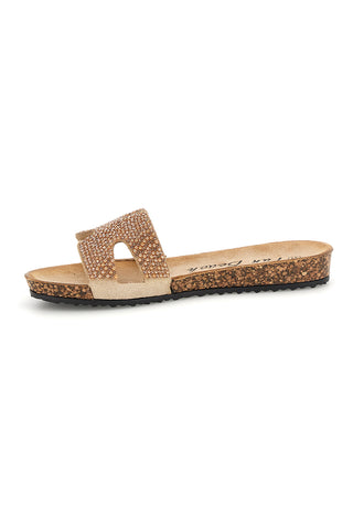 Ciabatte beige con brillantini Fun beach 18103