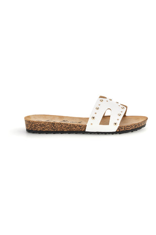 Ciabatte bianche con borchie Fun beach 18108