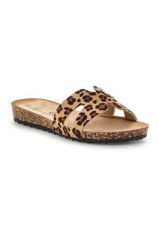 Ciabatte beige con stampa animalier Fun beach 181010
