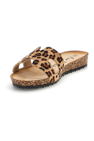 Ciabatte beige con stampa animalier Fun beach 181010