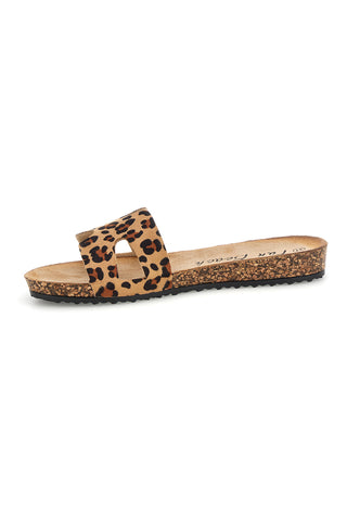 Ciabatte beige con stampa animalier Fun beach 181010
