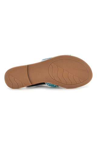 Ciabatte turchesi con pietre, brillanti e conchiglie Fun beach 15603