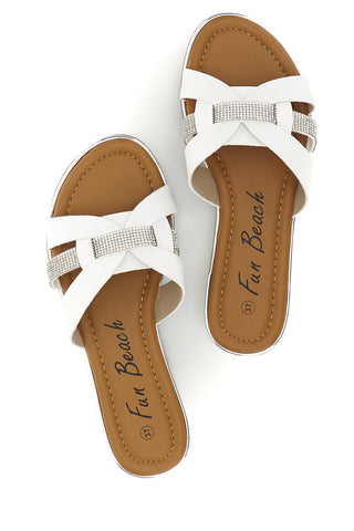Ciabatte bianche con fasce incrociate Fun beach 14217