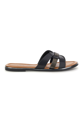 Ciabatte nere con fasce incrociate Fun beach 14217