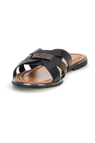 Ciabatte nere con fasce incrociate Fun beach 14217