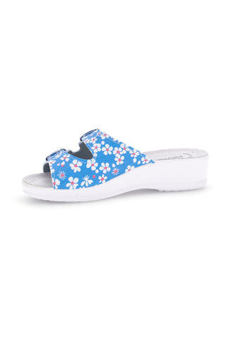 Ciabatta azzurra con sottopiede in pelle Best Medical 122F