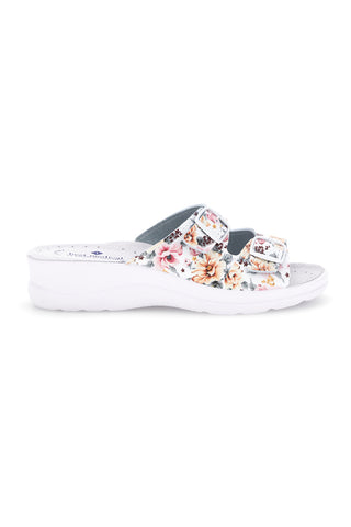 Ciabatta bianca multicolore con sottopiede in pelle Best Medical 122F