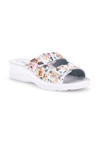 Ciabatta bianca multicolore con sottopiede in pelle Best Medical 122F