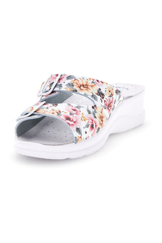 Ciabatta bianca multicolore con sottopiede in pelle Best Medical 122F
