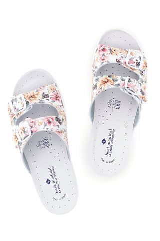 Ciabatta bianca multicolore con sottopiede in pelle Best Medical 122F