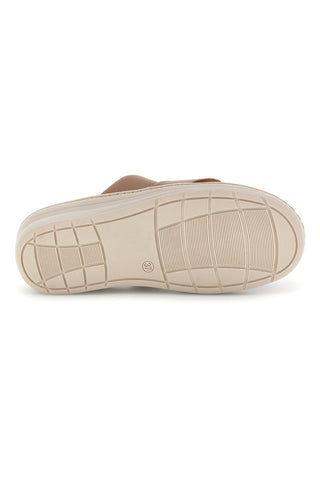 Ciabatte beige con fasce incrociate, inserti animalier e soletta estraibile Prima riga 1401