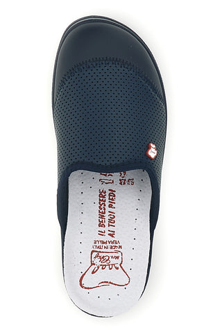 Ciabatte Professionali Blu in Vera Pelle Made in Italy Mrs chef 1753