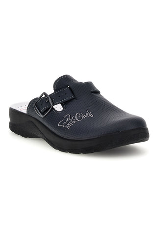 Ciabatte professionali blu in vera pelle Made in Italy Mrs Chef 8005