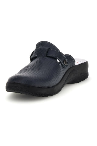 Ciabatte professionali blu in vera pelle Made in Italy Mrs Chef 8005