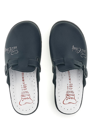 Ciabatte professionali blu in vera pelle Made in Italy Mrs Chef 8005