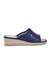 Blaue Hausschuhe mit Komfort-Keil Linea Comoda 7555