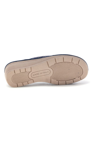 Blaue Hausschuhe mit Komfort-Keil Linea Comoda 7555
