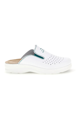Ciabatte professionali bianche in vera pelle con soletta anatomica Fly flot 90810474BE