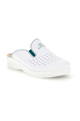 Ciabatte professionali bianche in vera pelle con soletta anatomica Fly flot 90810474BE