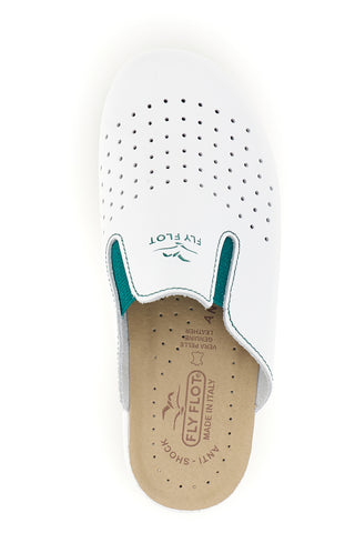 Ciabatte professionali bianche in vera pelle con soletta anatomica Fly flot 90810474BE