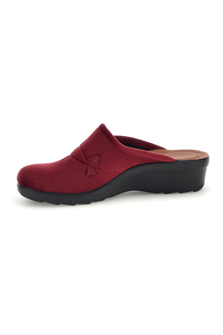 Bordeauxrote Hausschuhe mit Herzstickerei Fly flot 90L70536PE