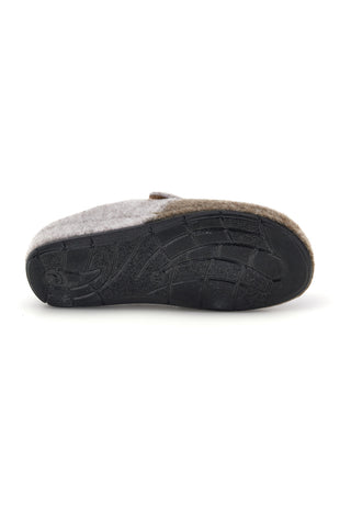 Graue und taupefarbene Hausschuhe aus Filz mit zweifarbigem Detail, Plocadi 6701580LO