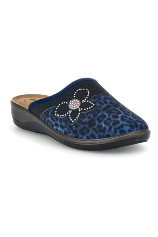 Blaue Hausschuhe im Animal-Print mit Schmuckanbringung von Inblu 13 OD