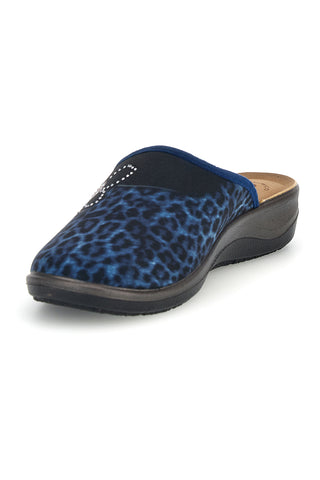 Blaue Hausschuhe im Animal-Print mit Schmuckanbringung von Inblu 13 OD