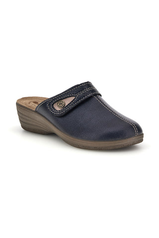Blaue Hausschuhe mit anatomisch geformtem Lederfußbett Inblu 05 CK