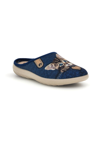 Blaue Hausschuhe mit Katzenmotiv von Inblu 40 ET