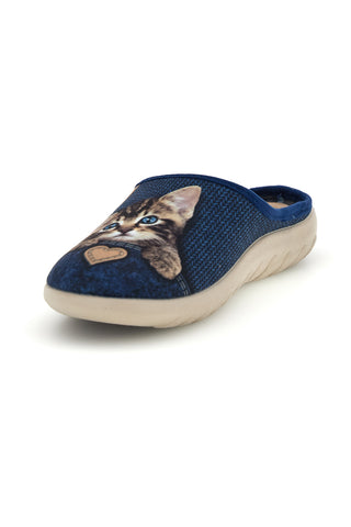 Blaue Hausschuhe mit Katzenmotiv von Inblu 40 ET
