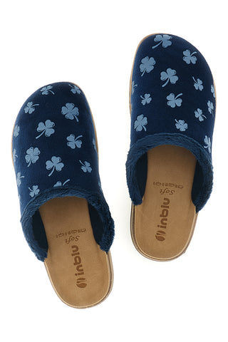 Blaue Hausschuhe mit Kleeblattmuster von Inblu, Größe 49 CT