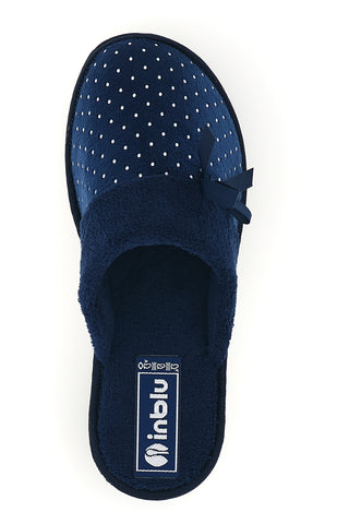 Blaue Hausschuhe mit Punkten und Schleife von Inblu 72 LB