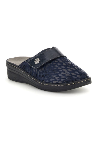Blaue Hausschuhe mit Zierband „Prima riga“ 990