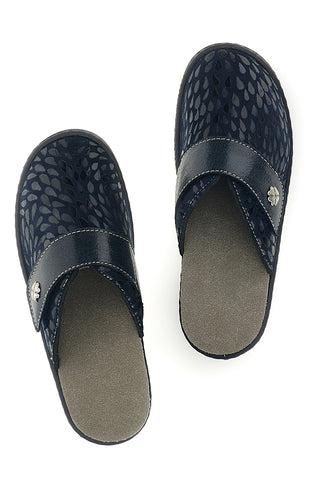 Blaue Hausschuhe mit Zierband „Prima riga“ 990