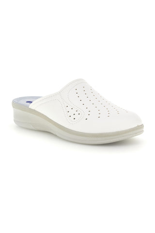 Sabot bianco con punta chiusa e dettaglio traforato Inblu 5033N