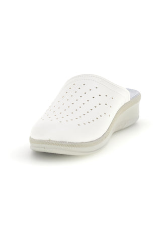 Sabot bianco con punta chiusa e dettaglio traforato Inblu 5033N