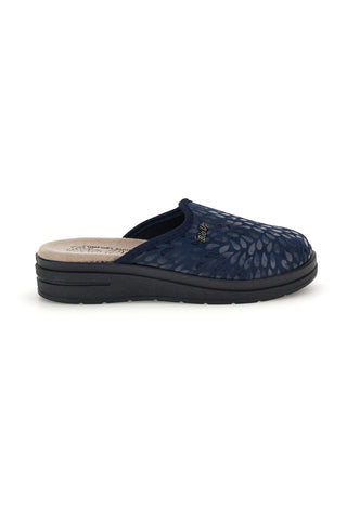 Blaue Hausschuhe mit Musterdruck Bio up 714