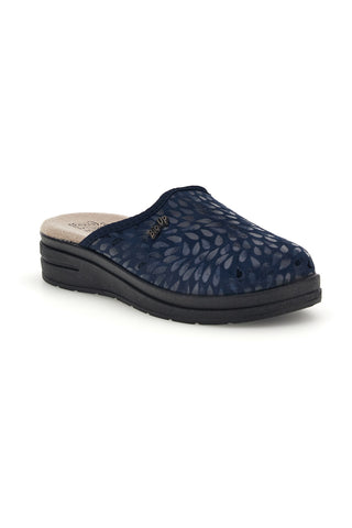 Blaue Hausschuhe mit Musterdruck Bio up 714