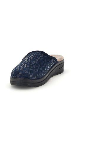 Blaue Hausschuhe mit Musterdruck Bio up 714
