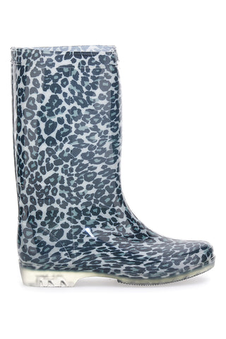 Stivali da Pioggia Neri Animalier In Gomma 2T2L 2103