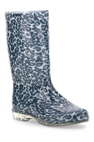 Stivali da Pioggia Neri Animalier In Gomma 2T2L 2103