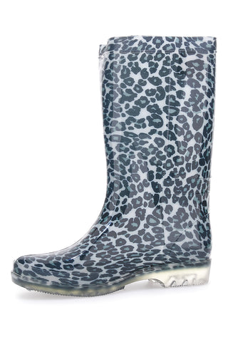 Stivali da Pioggia Neri Animalier In Gomma 2T2L 2103