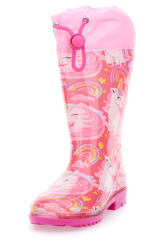 Rosa Gummistiefel mit Einhörnern und Kordelzug Einhorn S8010176S10