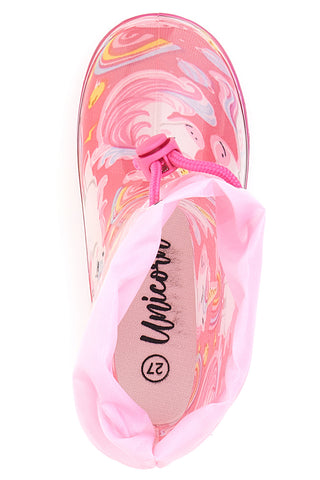 Rosa Gummistiefel mit Einhörnern und Kordelzug Einhorn S8010176S10