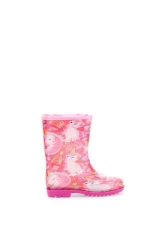 Rosa Gummistiefel mit Einhörnern und Kordelzug Einhorn S8010176S10
