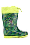 Stivali da pioggia verdi con coulisse e stampa T-Rex Dinosaur S8020193S02