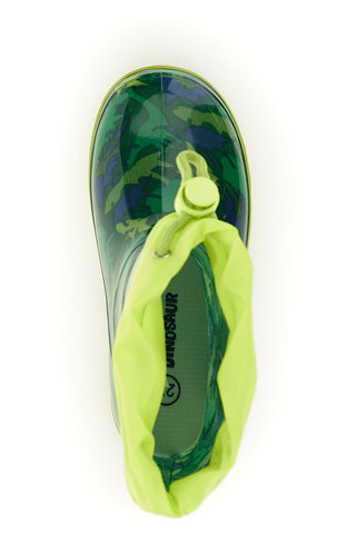 Stivali da pioggia verdi con coulisse e stampa T-Rex Dinosaur S8020193S02